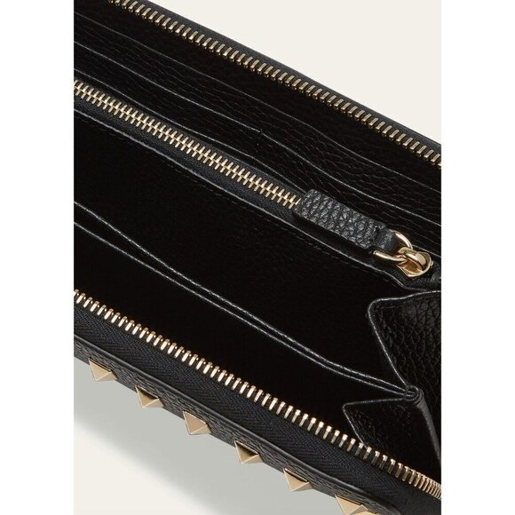 Valentino Garavani Rockstud Zipper Zip Around Wallet Beige - Picture 4 of 11